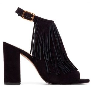 VINCE CAMUTO WINIVEER Black Fringe Sandal Heel